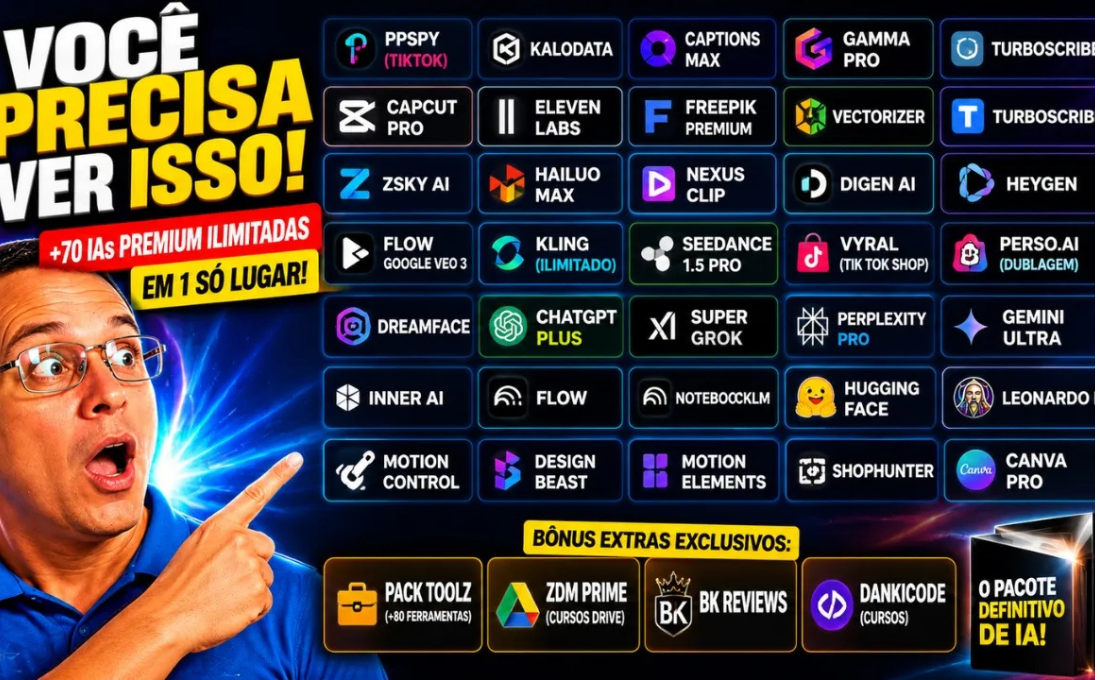 +70 IAs Premium Ilimitadas em um só lugar!